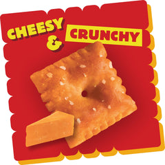 Close-up of Cheez-It cracker texture highlighting extra-toasty crunch and bold flavor