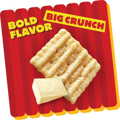 Hand holding Cheez-It Grooves crackers to show scale and easy snack portioning