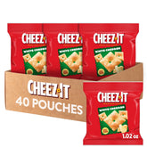 Cheez-It front packaging showing white cheddar pouches for portability and freshness
