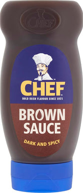 Chef brown sauce front packaging showing label and squeeze cap for easy use