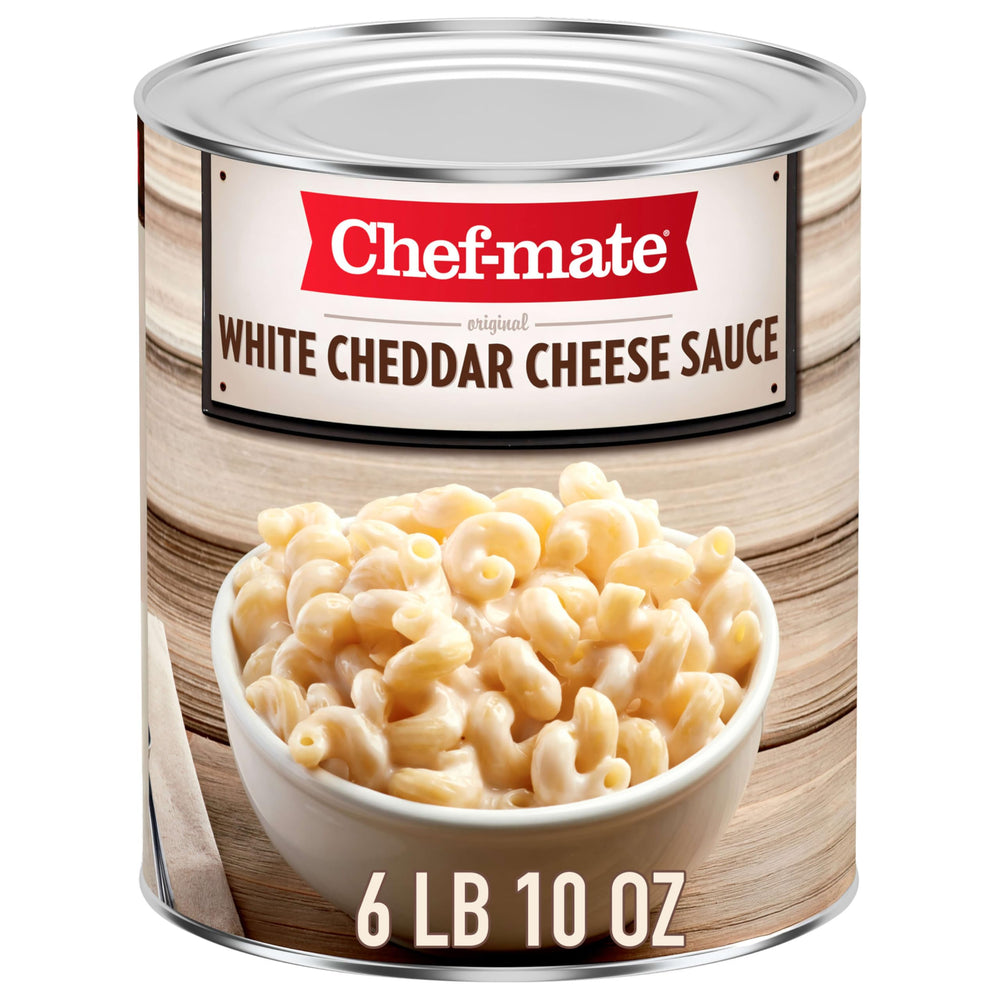 Chef-mate front can showing product packaging and bulk convenience