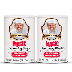 Chef Paul Prudhomme canister front shows bold seasoning and authentic Cajun appeal