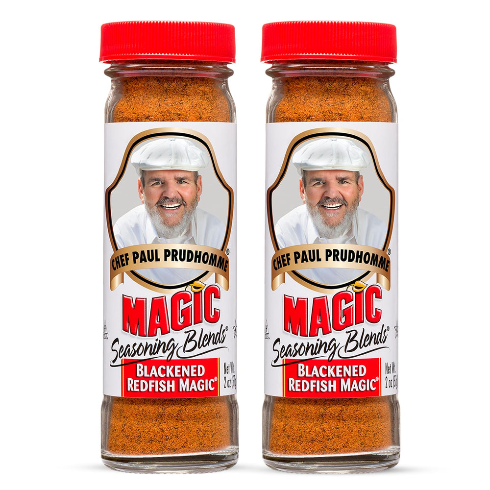 Chef Paul Prudhomme front canister showing bold Cajun label and portable size