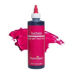 Chefmaster fuschsia bottle front showing vibrant color and easy squeeze benefit