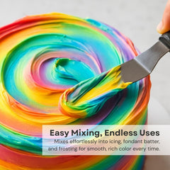 Chefmaster neon yellow frosting swatch shows smooth blend and fade resistance