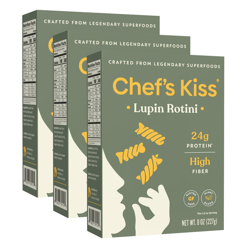 Chef's Kiss front packaging showing three-pack and protein callout for quick identification