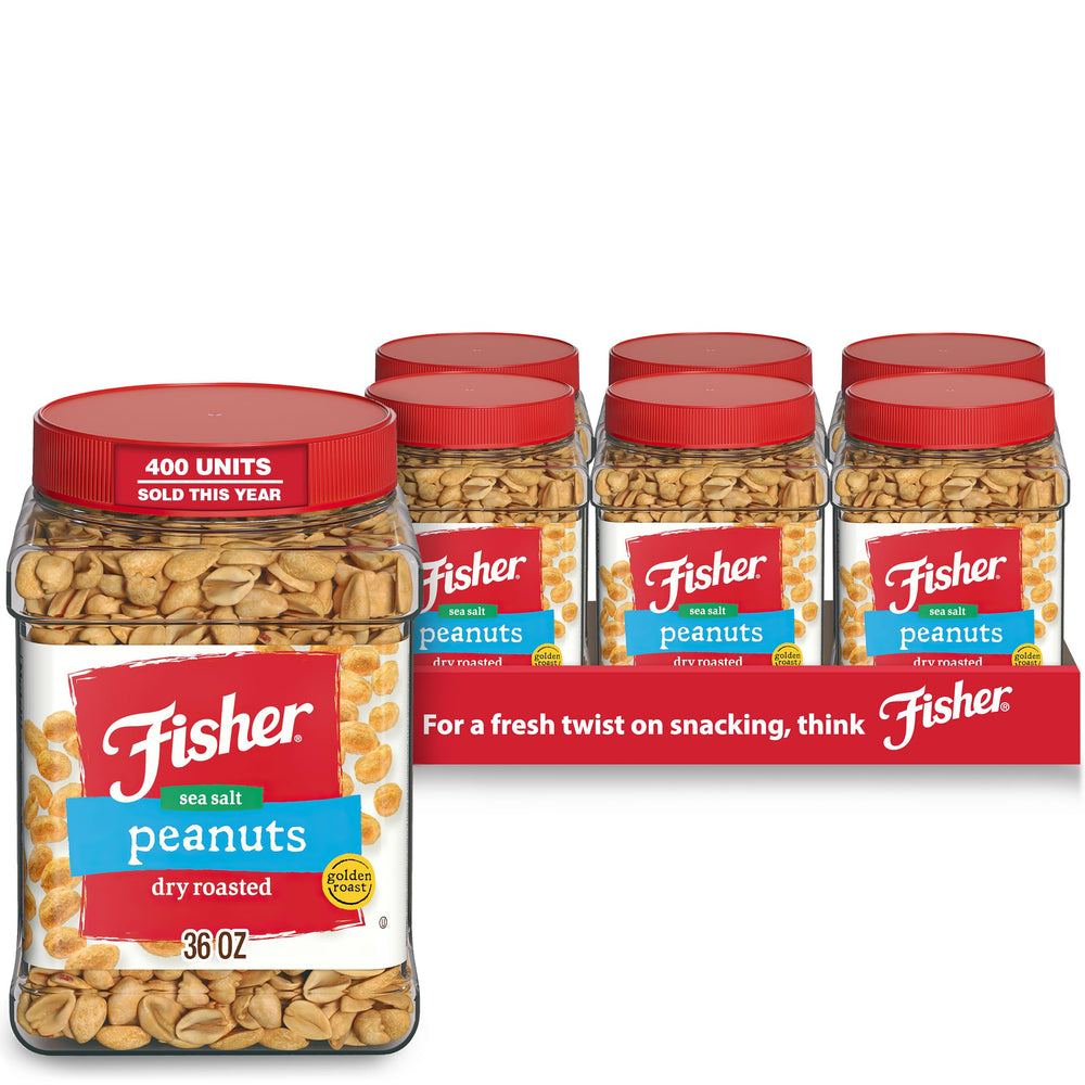 CHEF'S NATURALS Fisher front canister showing label and full peanuts for easy selection