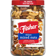 CHEF'S NATURALS clear jar front view showing mixed nuts and convenience