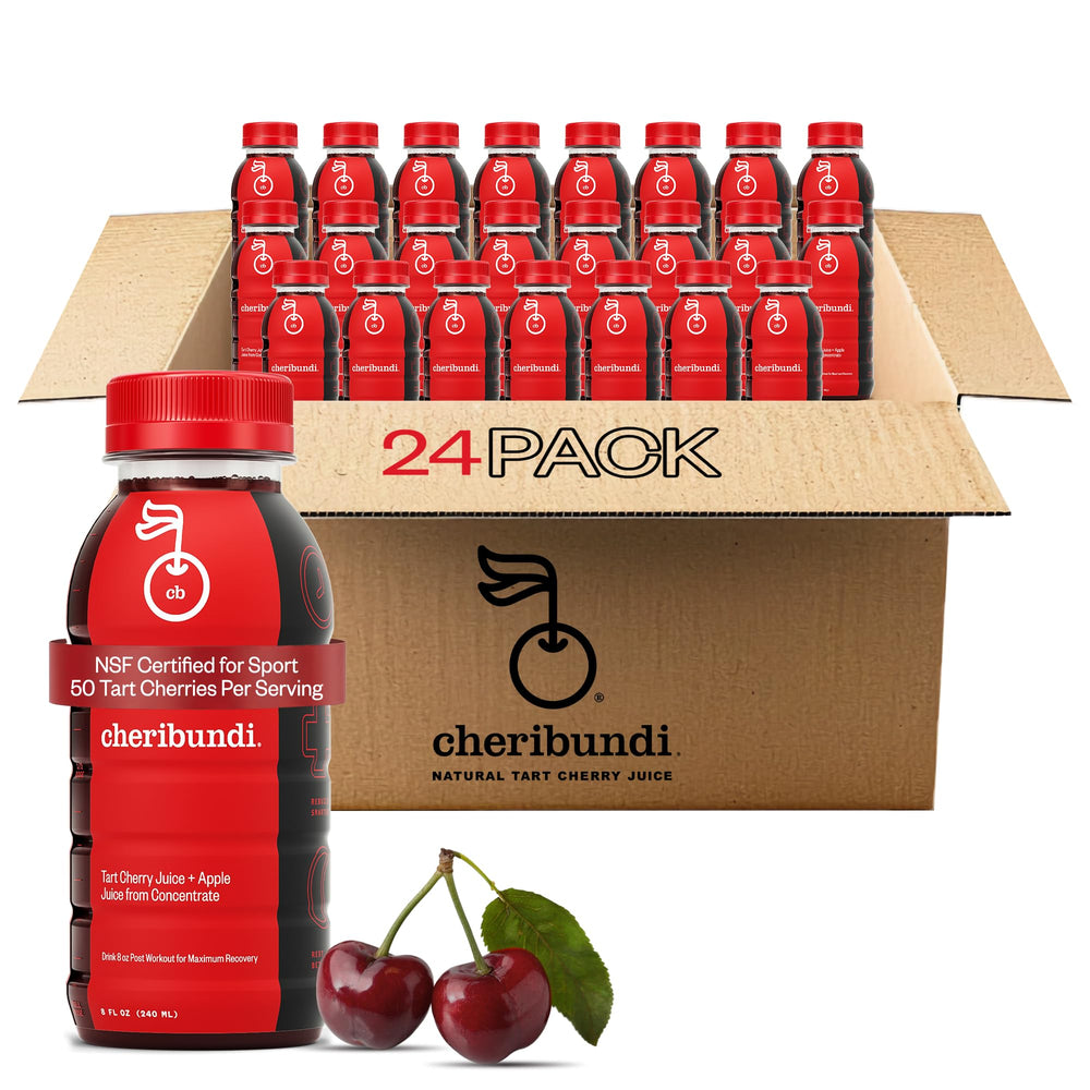 cheribundi front packaging showing 24-pack and clear product identity for convenient stocking