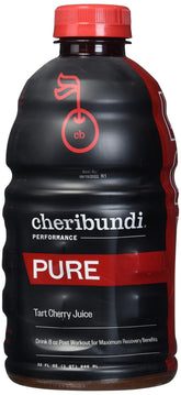 cheribundi front bottle showing label and 32 fl oz size, clear view of product benefit