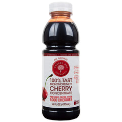 Cherry Bay Orchards front label showing 16oz concentrate and natural branding benefit