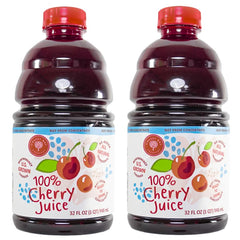 Cherry Bay Orchards front packaging showing two 32 oz bottles and clear branding benefit of convenience