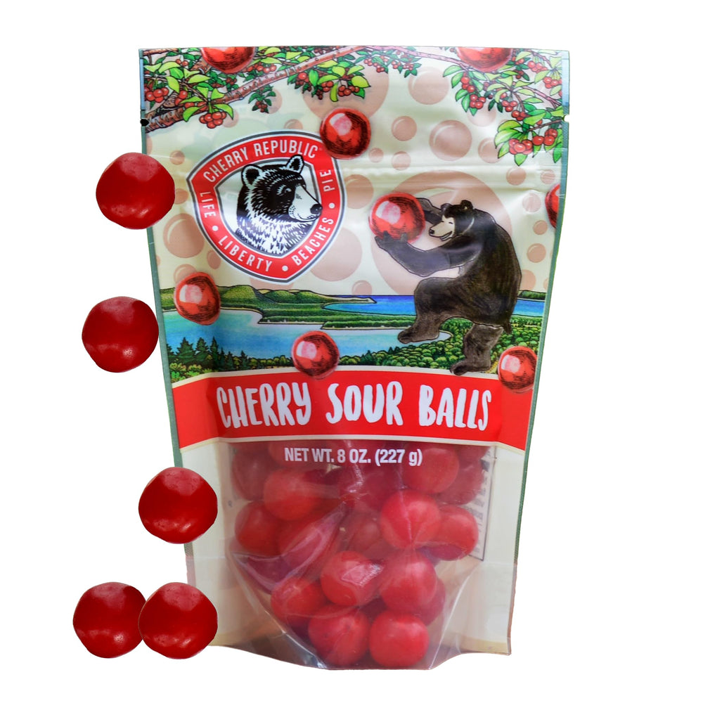 Cherry Republic front packaging shows 8 oz resealable bag and vibrant candy