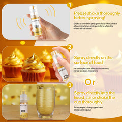 Cherrysea iridescent spray on cupcakes creating multicolored highlights and attractive presentation