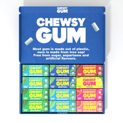 CHEWSY front packaging showing assortment and eco benefits
