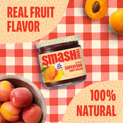 Open Chia Smash jar with spoon illustrating spreadable texture and convenience