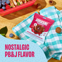 Chia Smash open bite revealing jam center for fruity flavor burst