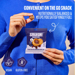 Chia Smash three bites on a plate for portion idea and quick energy benefit