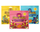 Chici Mama front packaging showing three flavor pouches and bright design for easy grabbing