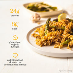 Chickapea cooked spirals in a bowl, shows satisfying texture and versatile serving idea