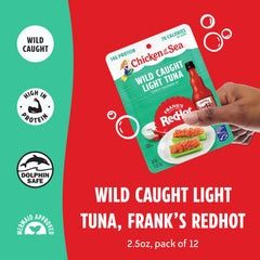 Opened Chicken of the Sea pouch with tuna exposed for quick eating benefit