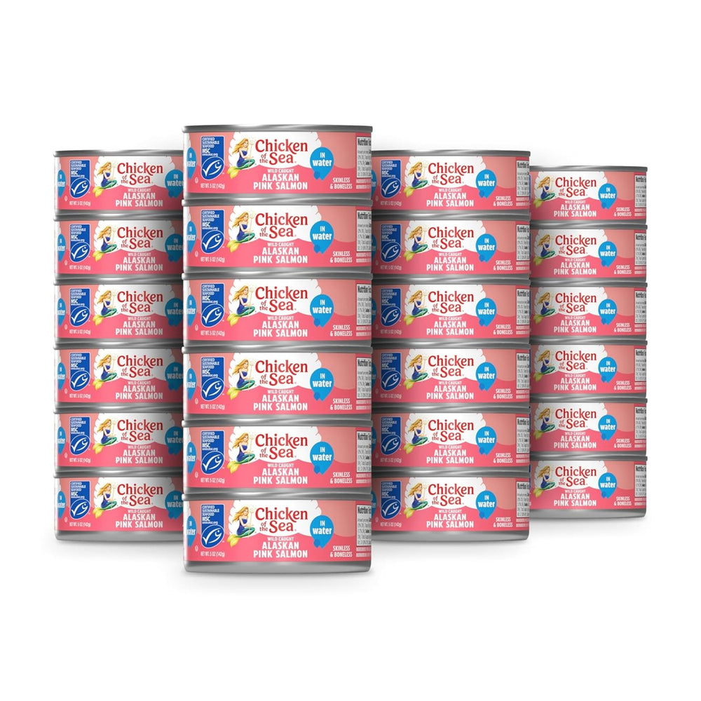 Chicken of the Sea front packaging showing 24-pack, convenient pantry stocking