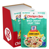 Chicken of the Sea front packaging showing lemon garlic flavor and convenience