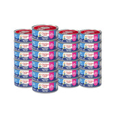 Chicken of the Sea front packaging showing 24-count no-drain cans and convenience