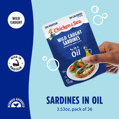 Chicken of the Sea open packet with sardines visible offering ready-to-eat convenience