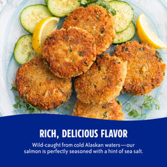 Chicken of the Sea salmon burger on plate illustrating easy meal option