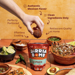CHILEMOY close-up of birria ball texture highlighting spice blend freshness