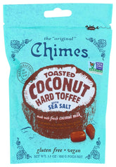 Chimes front packaging showing toasted coconut toffee, ideal for gifting