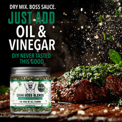 Chimi Boss Blends close-up of dried parsley and garlic for fresh flavor