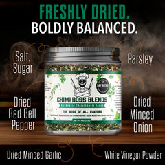 Chimi Boss Blends open jar with visible seasoning for easy access