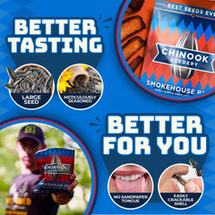 Chinook Seedery resealable bag in hands at baseball game offering portable fuel