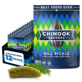 Chinook Seedery front packaging showing dill pickle 4 oz pouch and benefits