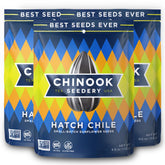 Chinook Seedery front packaging showing Hatch Chile flavor and three 4 oz bags
