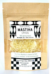 Chios gum Mastic front packaging showing 20g pack and natural origin benefits