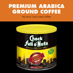 Chock Full o' Nuts ground coffee on spoon demonstrating texture and aroma