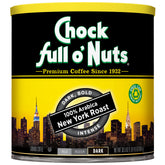 Chock Full o' Nuts front can view showing brand and roast, highlights freshness