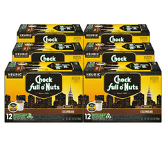 Chock Full o' Nuts front packaging showing six 12-count packs and product branding for convenient storage