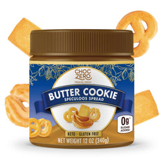 ChocZero jar front label showing butter cookie spread and benefits