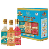 ChocZero front packaging showing three bottles and flavor variety benefit
