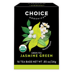 Choice Organic Teas front packaging showing product and benefits