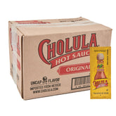 Cholula front packet stack showing branded single-serve convenience