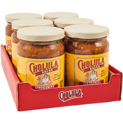 Cholula original salsa front packaging showing jar and brand benefit