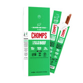 Chomps front packaging showing spicy jerky snack and portable benefit