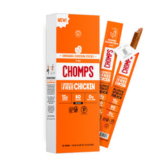 Chomps front packaging showing Original Chicken label and benefits