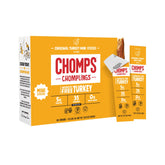 Chomps front packaging showing 24 count, convenient protein supply