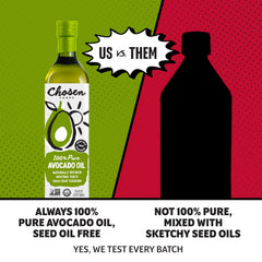 Close-up texture of Chosen Foods avocado oil surface, shows clarity and quality